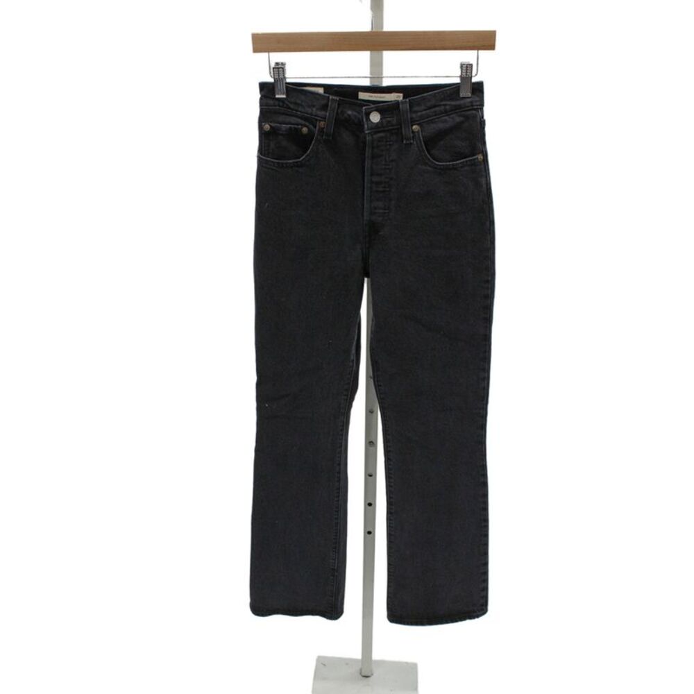 Levis Women Straight Black High Waist Jeans 32in Inseam Size 25